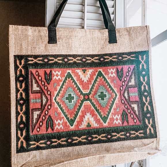 Jute boho tote - Picture 3 of 4